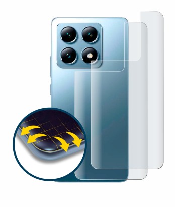 Abbildung des Geräts Xiaomi 14T Pro (Rückseite) mit einer Vielzahl des Displayschutzes.