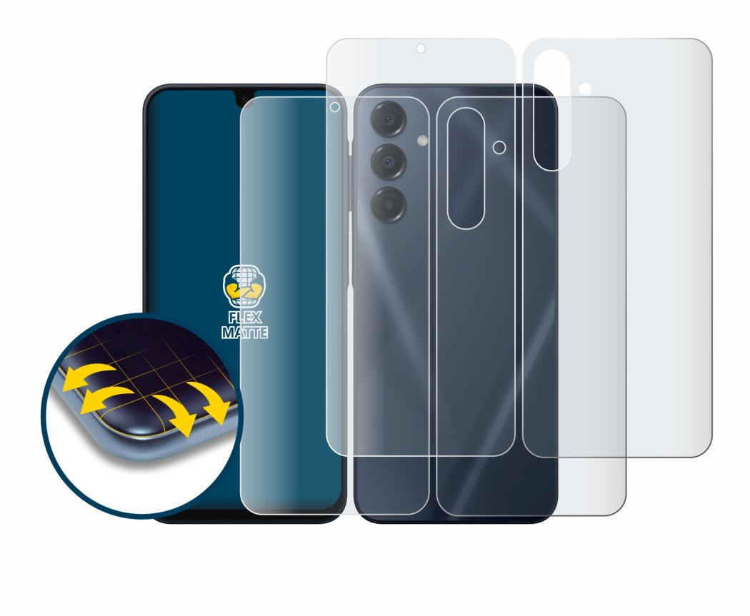 Imagen del dispositivo Samsung Galaxy A16 5G (Frontal+Trasero) con una amplia variedad de protectores de pantalla.