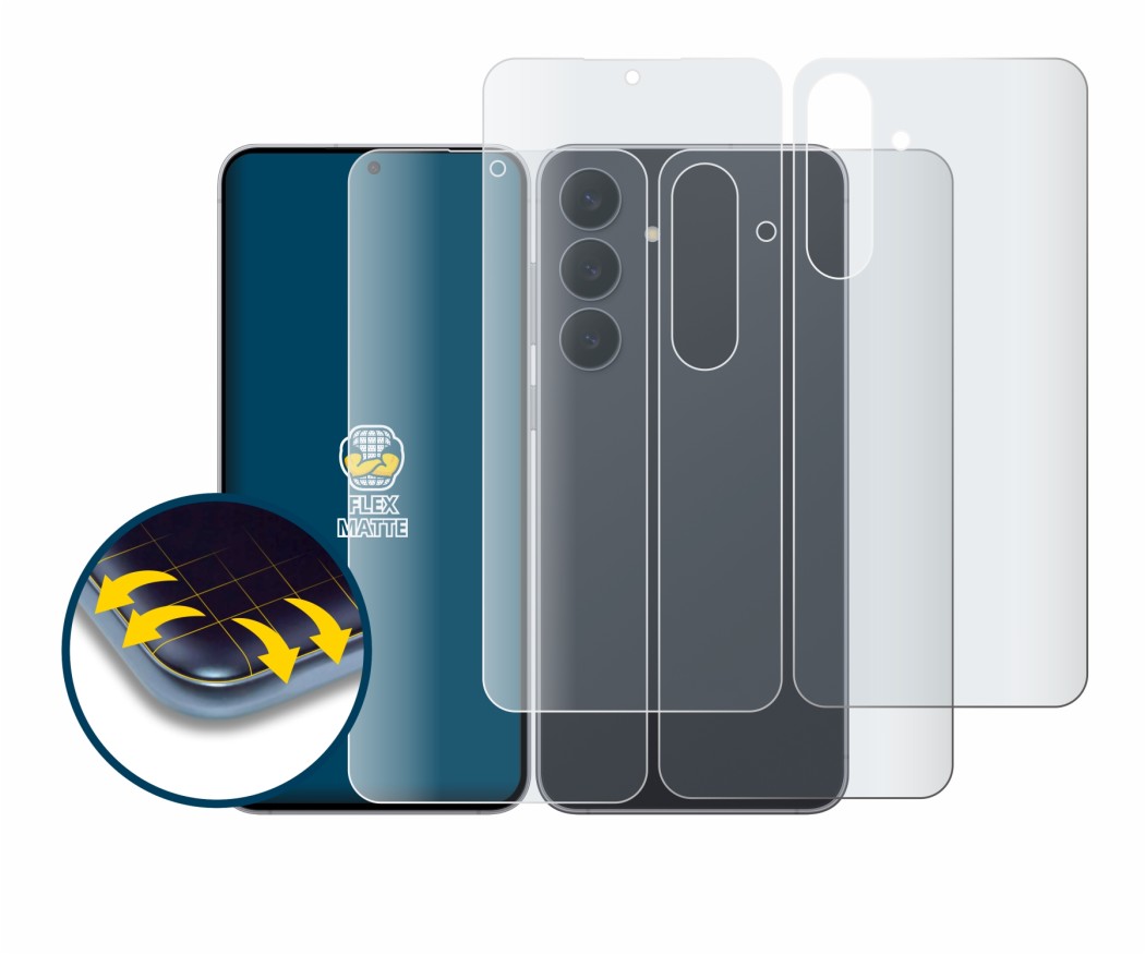 Image of the device Samsung Galaxy S25 FE (Front+Back) with a wide variety of screen protectors.