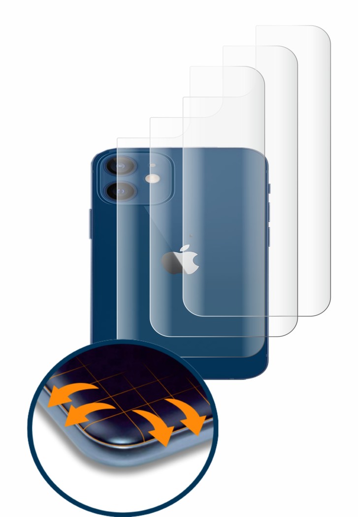 Image of the device Apple iPhone 12 (Back) with a wide variety of screen protectors.