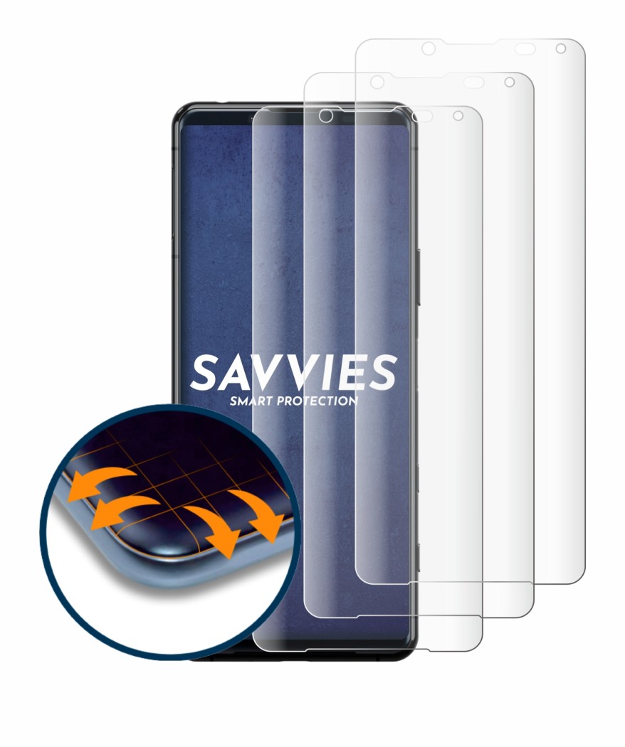 Immagine del dispositivo Sony Xperia 5 II con un'ampia varietà di protezioni per lo schermo.