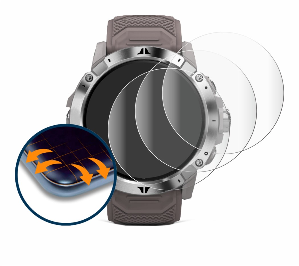 Immagine del dispositivo Coros Vertix 2 con un'ampia varietà di protezioni per lo schermo.