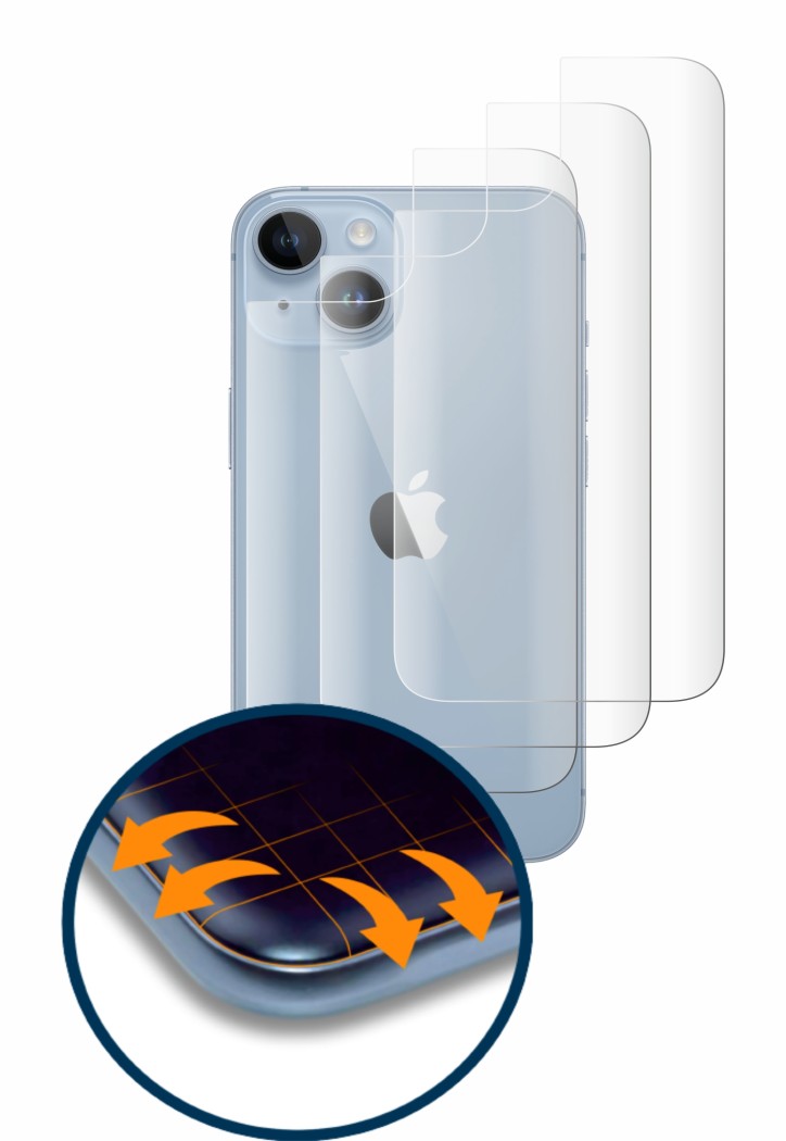 Imagen del dispositivo Apple iPhone 14 (Trasero) con una amplia variedad de protectores de pantalla.
