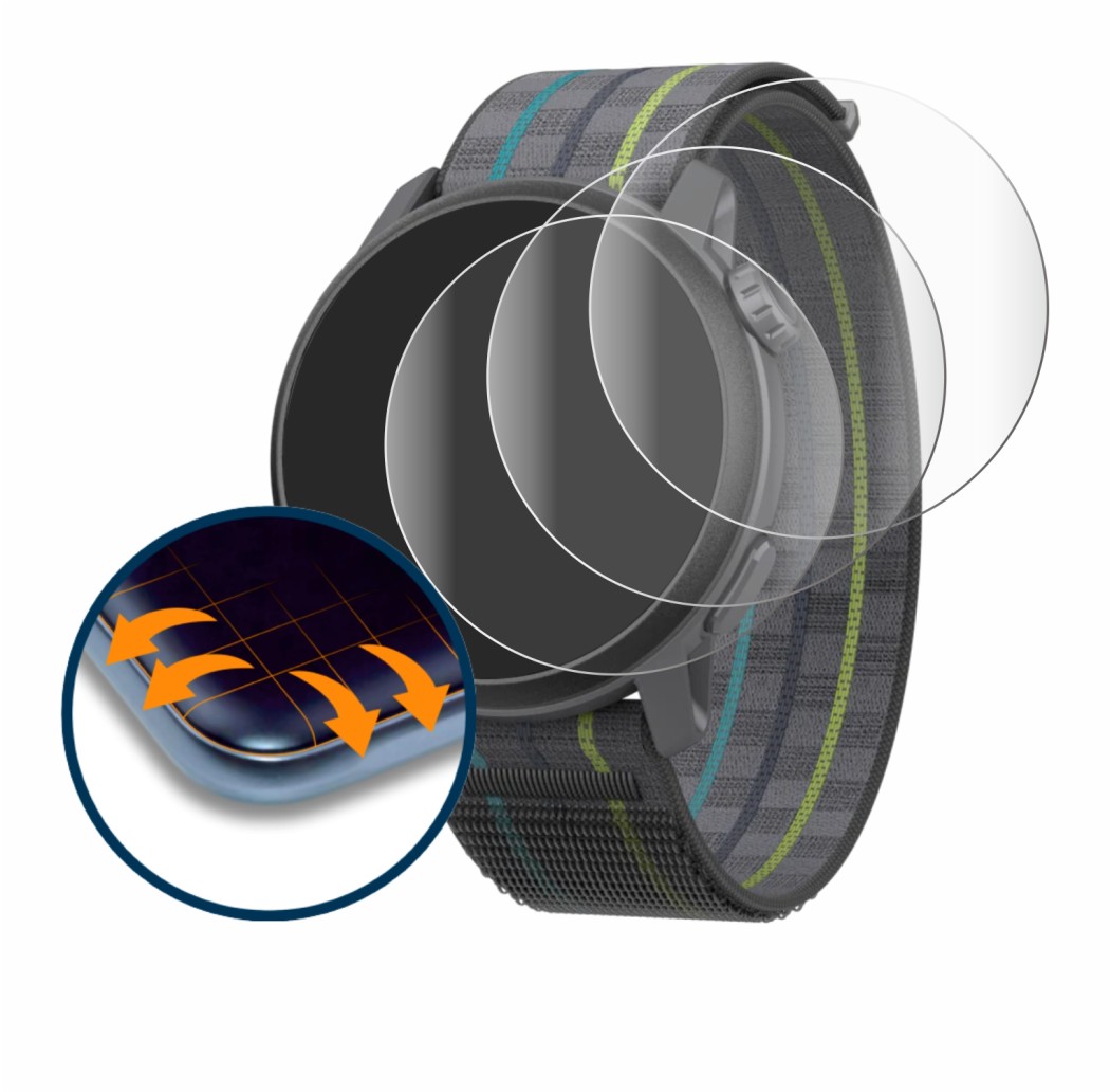 Image de l'appareil Coros Pace 3 avec une grande variété de protections d'écran.