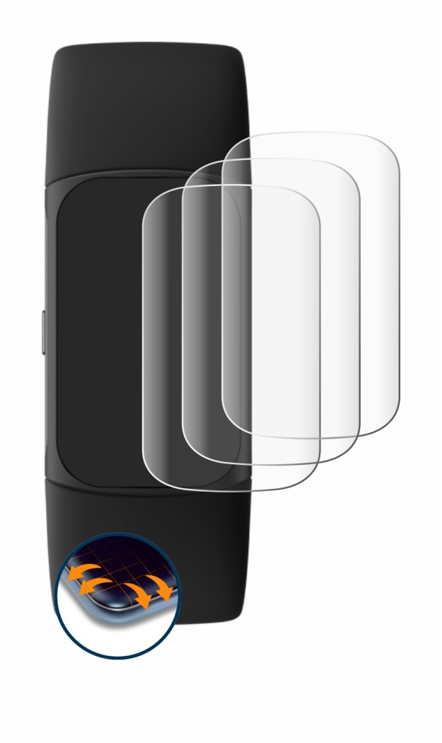 Image de l'appareil Fitbit Charge 6 avec une grande variété de protections d'écran.