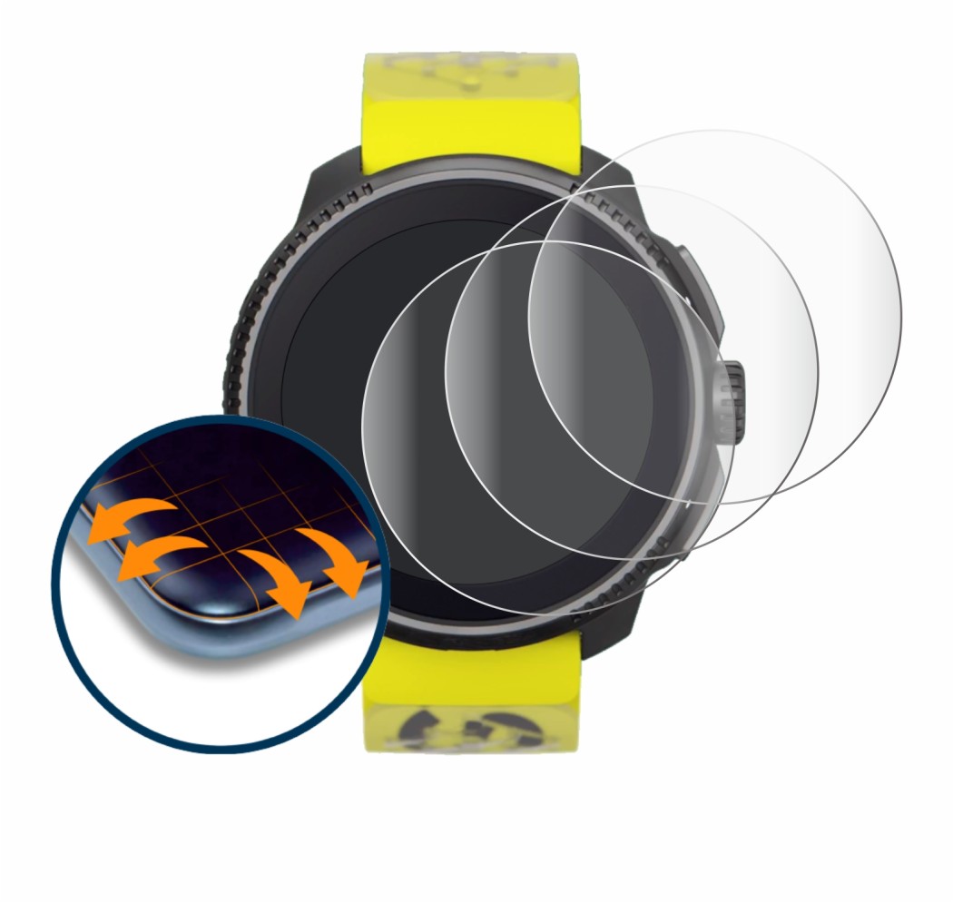 Abbildung des Geräts Suunto Race mit einer Vielzahl des Displayschutzes.