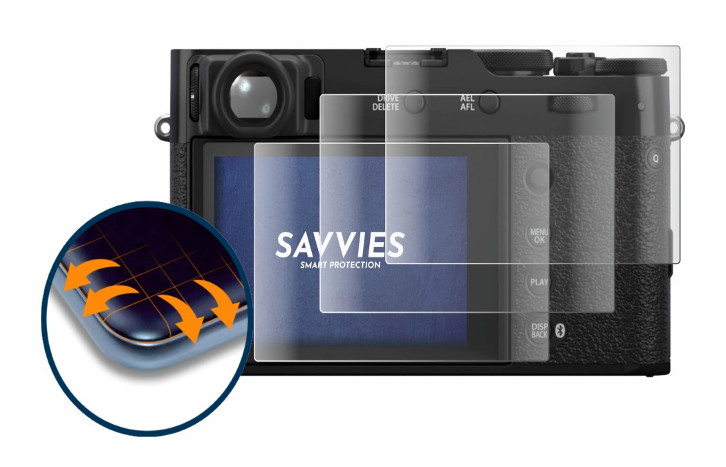 Image of the device Fujifilm X100VI with a wide variety of screen protectors.