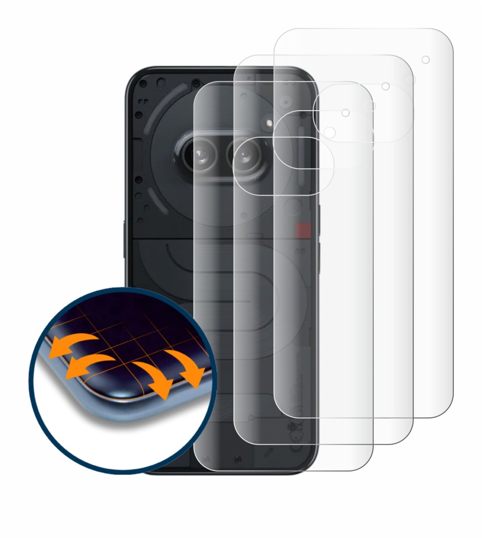 Image de l'appareil Nothing Phone (2a) (Arrière) avec une grande variété de protections d'écran.