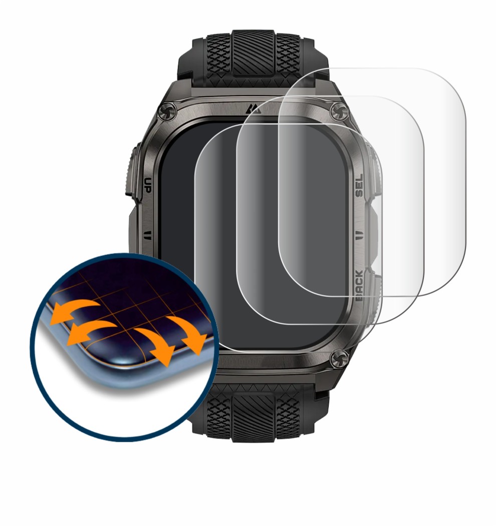 Image of the device Kospet Tank M4 with a wide variety of screen protectors.