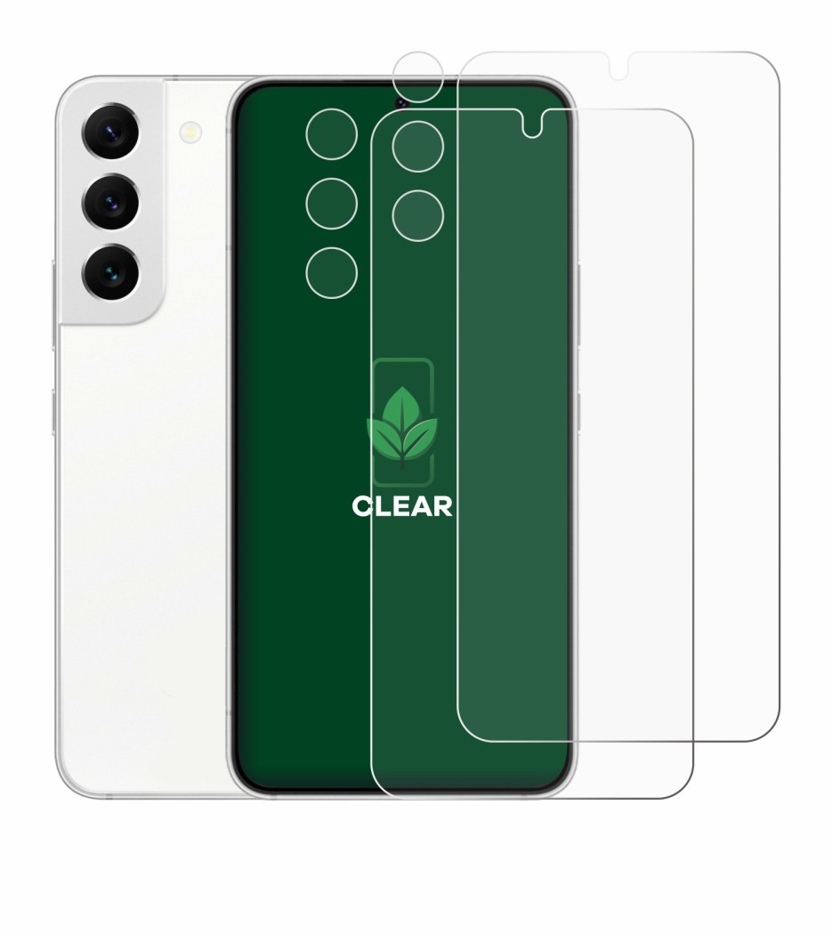 Abbildung des Geräts Samsung Galaxy S22 5G (Display+Kamera) mit einer Vielzahl des Displayschutzes.