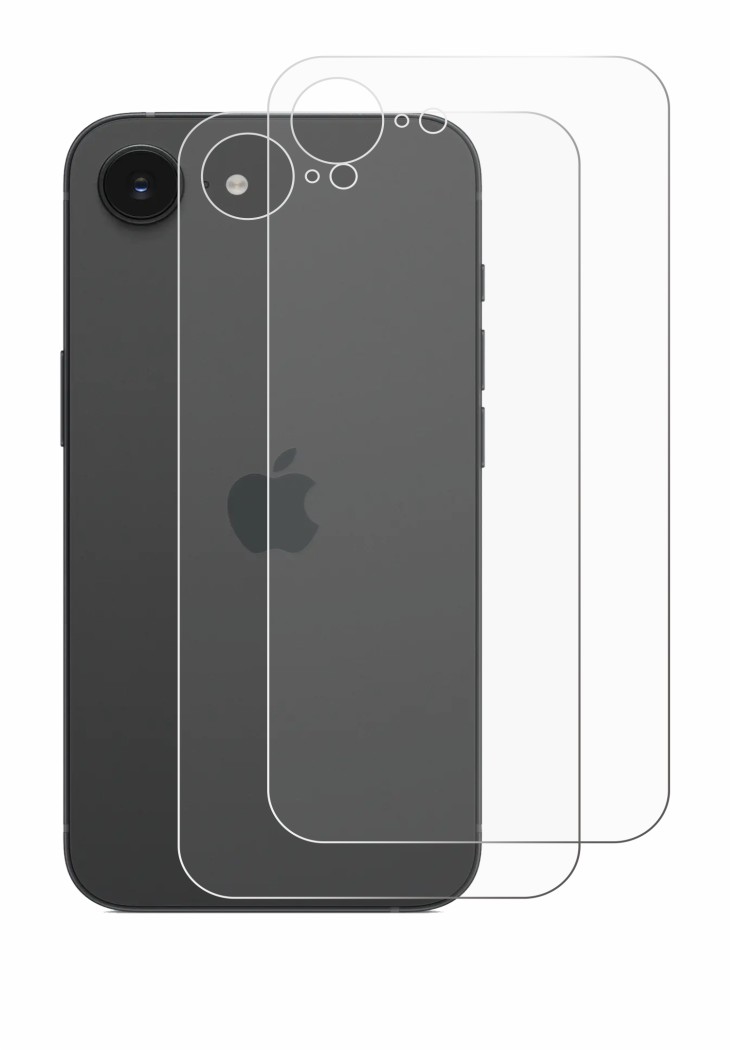 Imagen del dispositivo Apple iPhone 17e (Trasero) con una amplia variedad de protectores de pantalla.