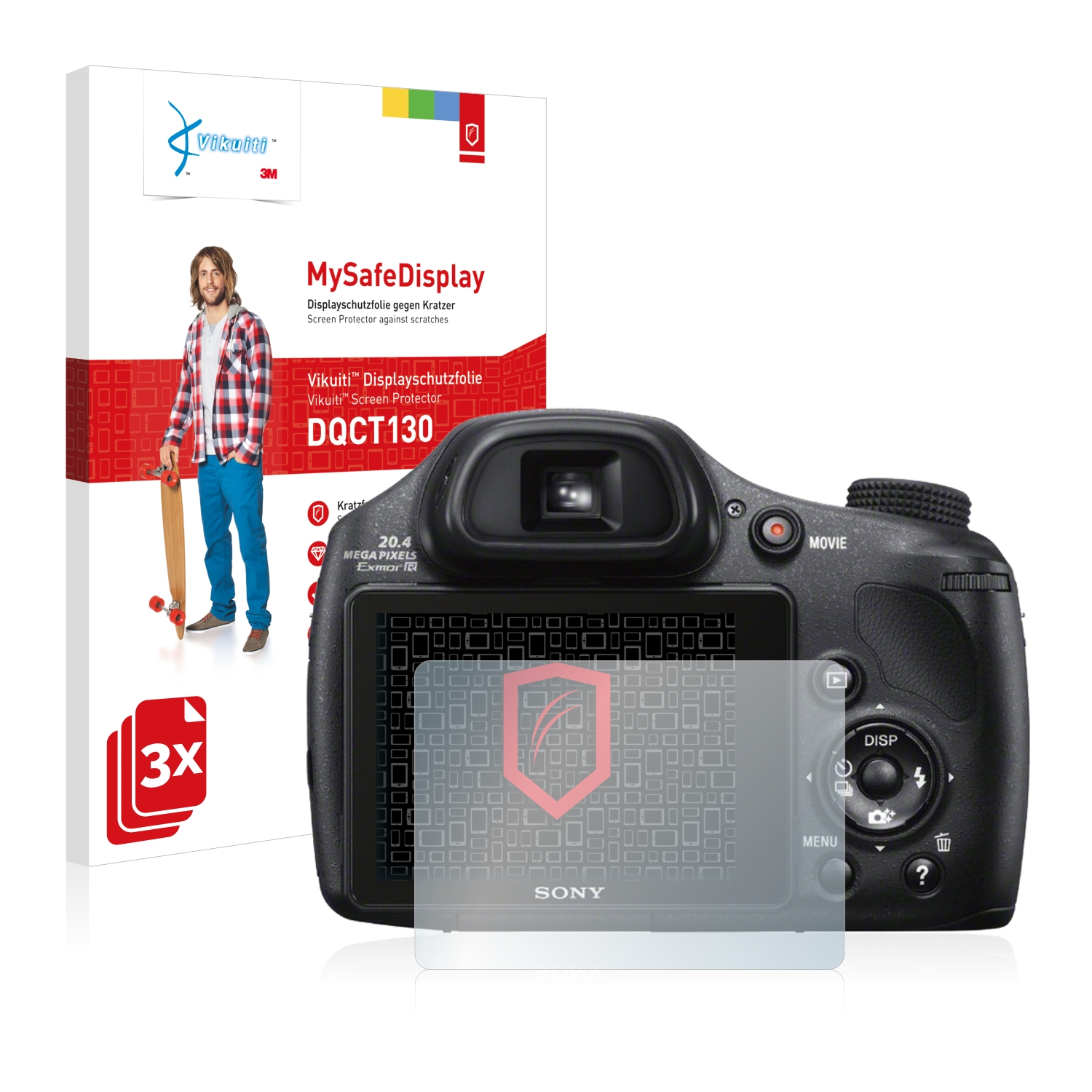 3x Vikuiti DQCT 130 de 3 M Protector de pantalla para Sony Cyber-shot DSC-HX300