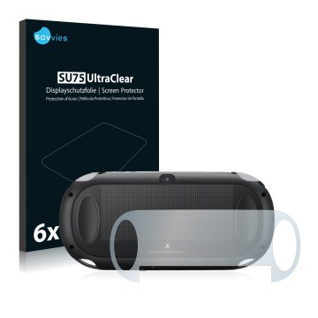 Parte frontal de un envase de producto con el logotipo de la marca Savvies. Al lado se muestra el dispositivo Sony Playstation