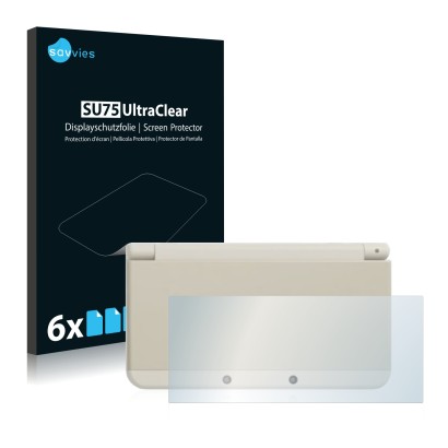 Vorderseite einer Produktverpackung mit dem Markenlogo Savvies. Daneben ist das Gerät Nintendo New 3DS (Gehäuse) mit dem zugeh