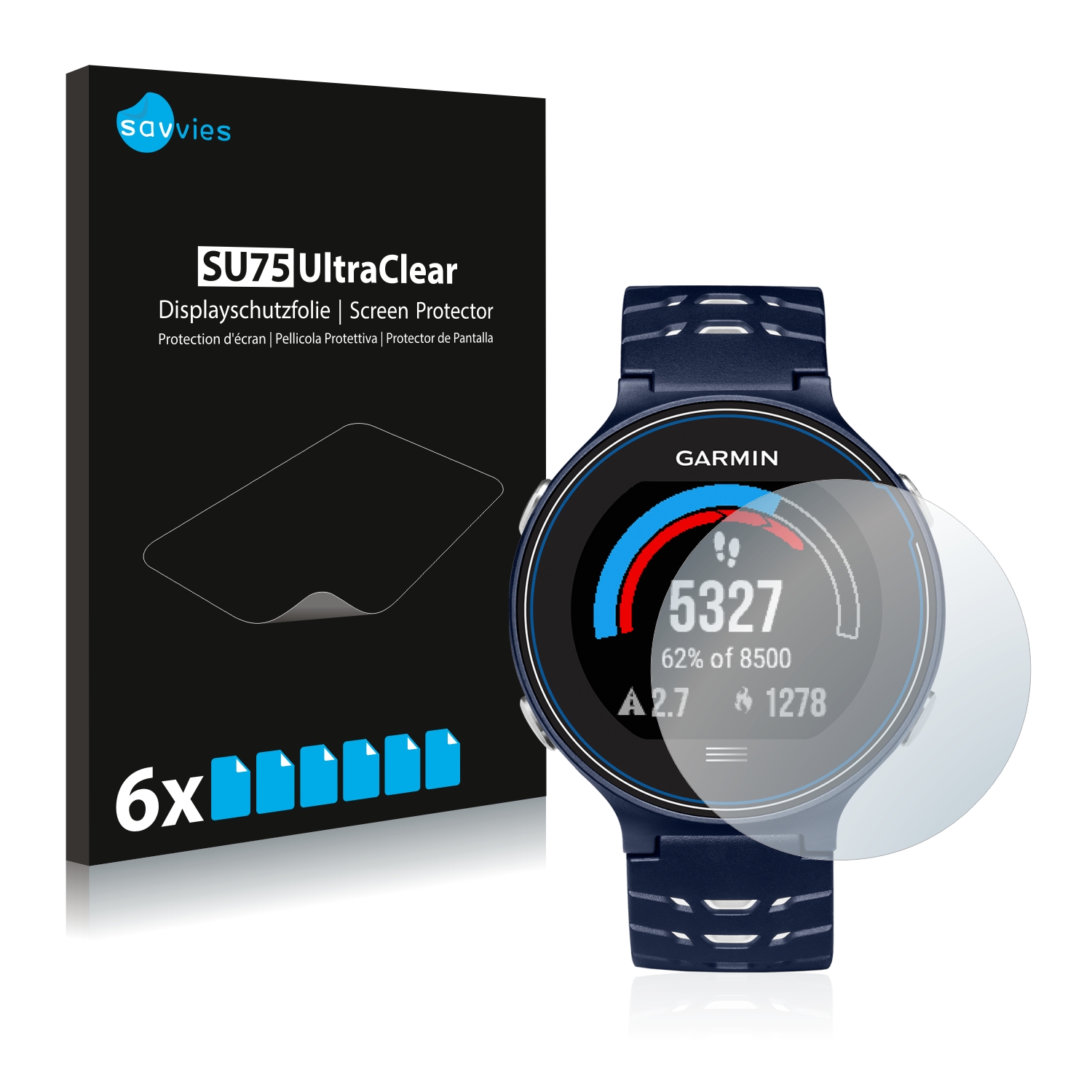 6 Unidades Transparente Savvies Protector de Pantalla para Garmin Forerunner 225
