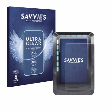 Front side of a product packaging with the brand logo Savvies. Next to it is the device Wahoo Elemnt GPS shown with the corres