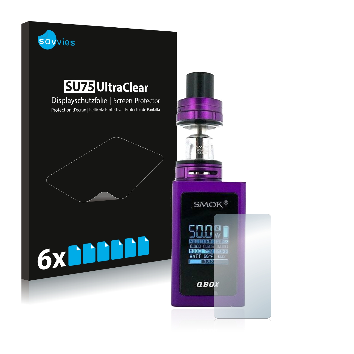 6x Savvies Su75 Screen Protector For Smok Qbox Protectionfilms24 Com