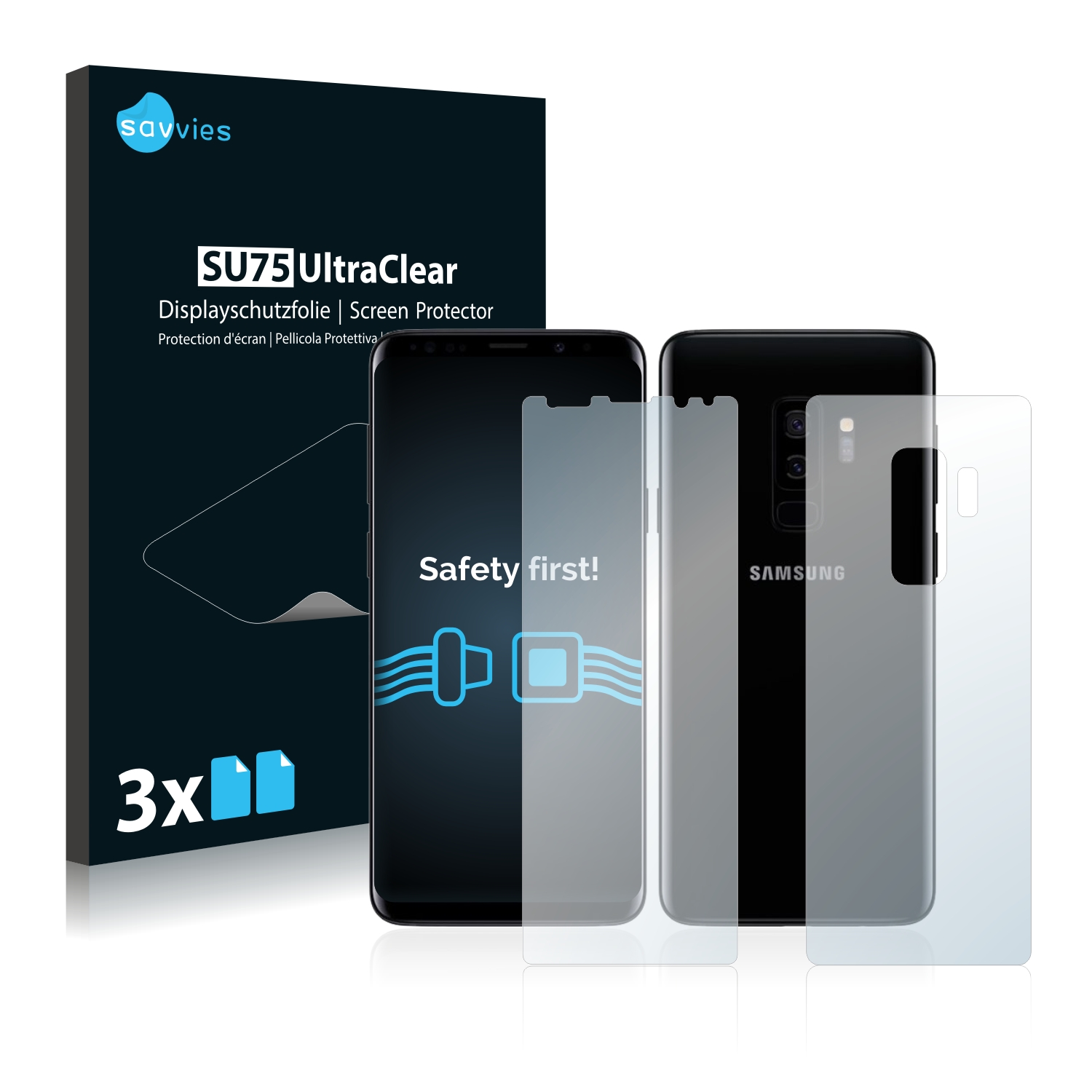 Ochranná fólie Savvies na Samsung Galaxy S9 Plus (Přední strana + Zadní strana), 6ks