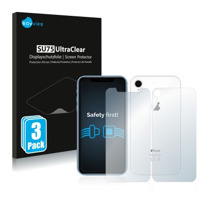 Parte frontale di una confezione del prodotto con il logo del marchio Savvies. Accanto è raffigurato il dispositivo Apple iPho