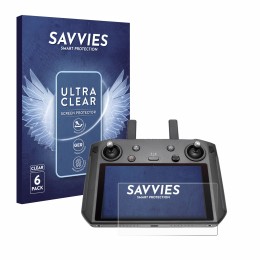 Front side of a product packaging with the brand logo Savvies. Next to it is the device DJI Smart Controller shown with the co