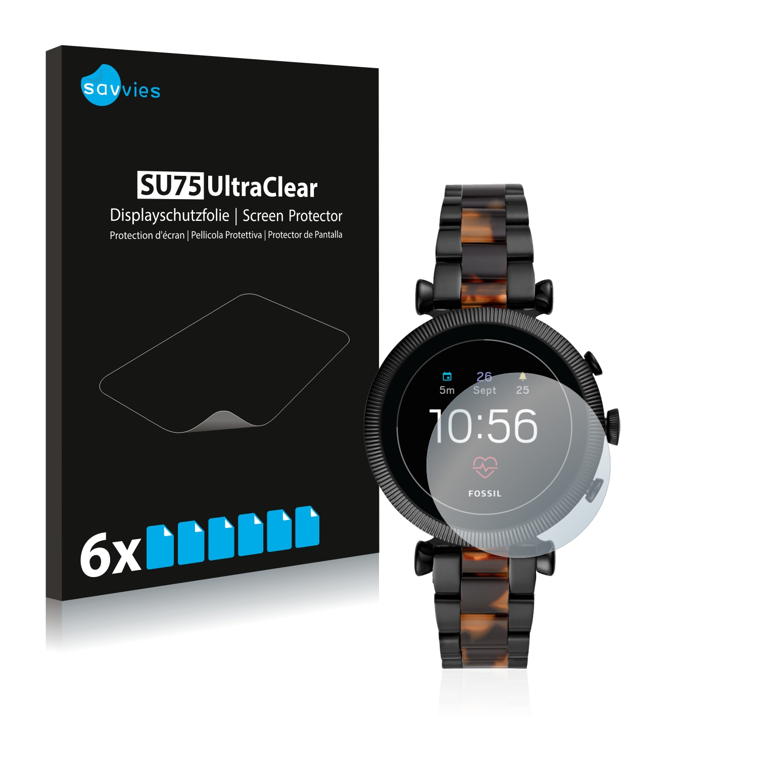 6x Savvies SU75 Screen Protector for Fossil Sloan HR (4.Gen) |  protectionfilms24.com