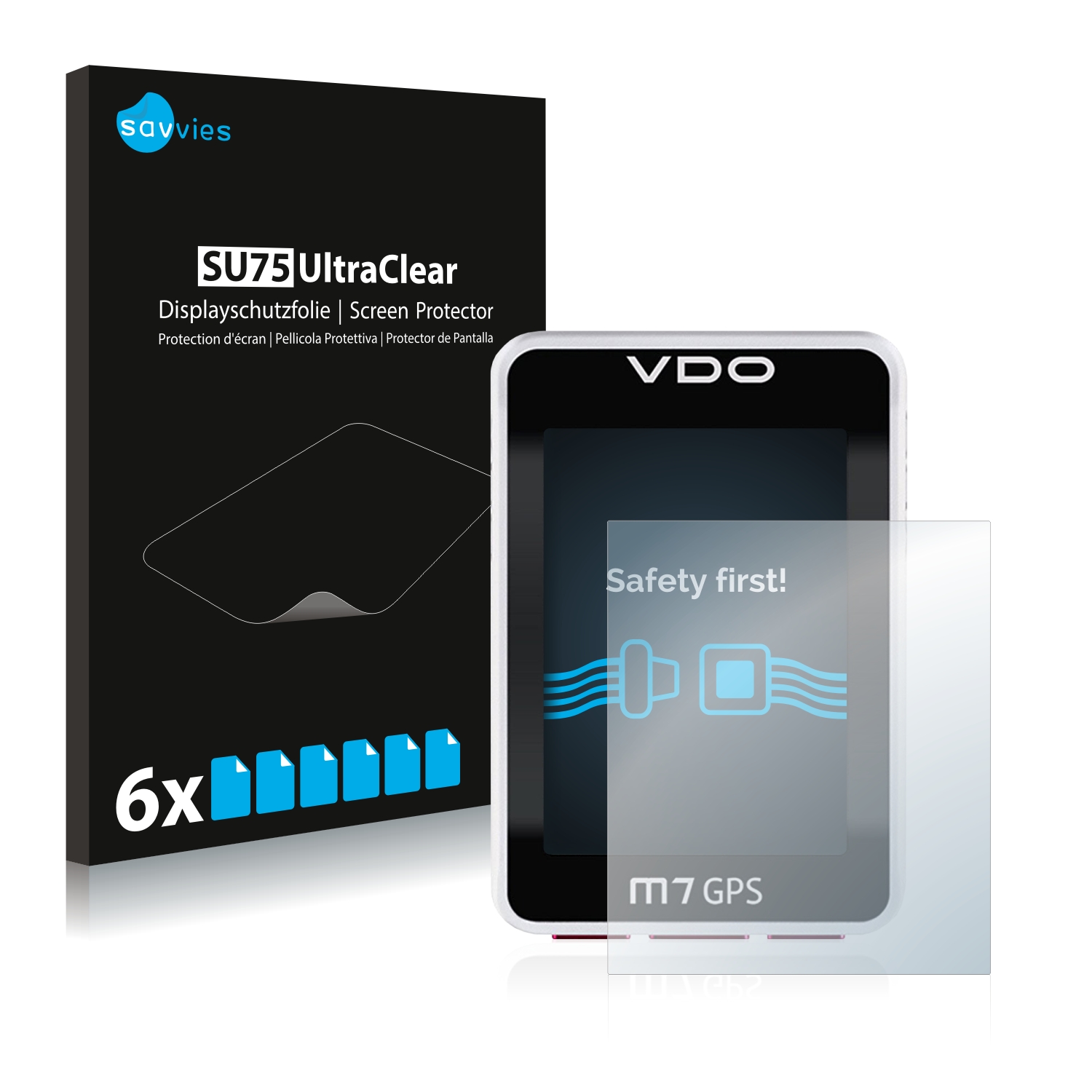 6x Displayschutzfolie für VDO M7 GPS Klar Transparent Schutzfolie Displayfolie