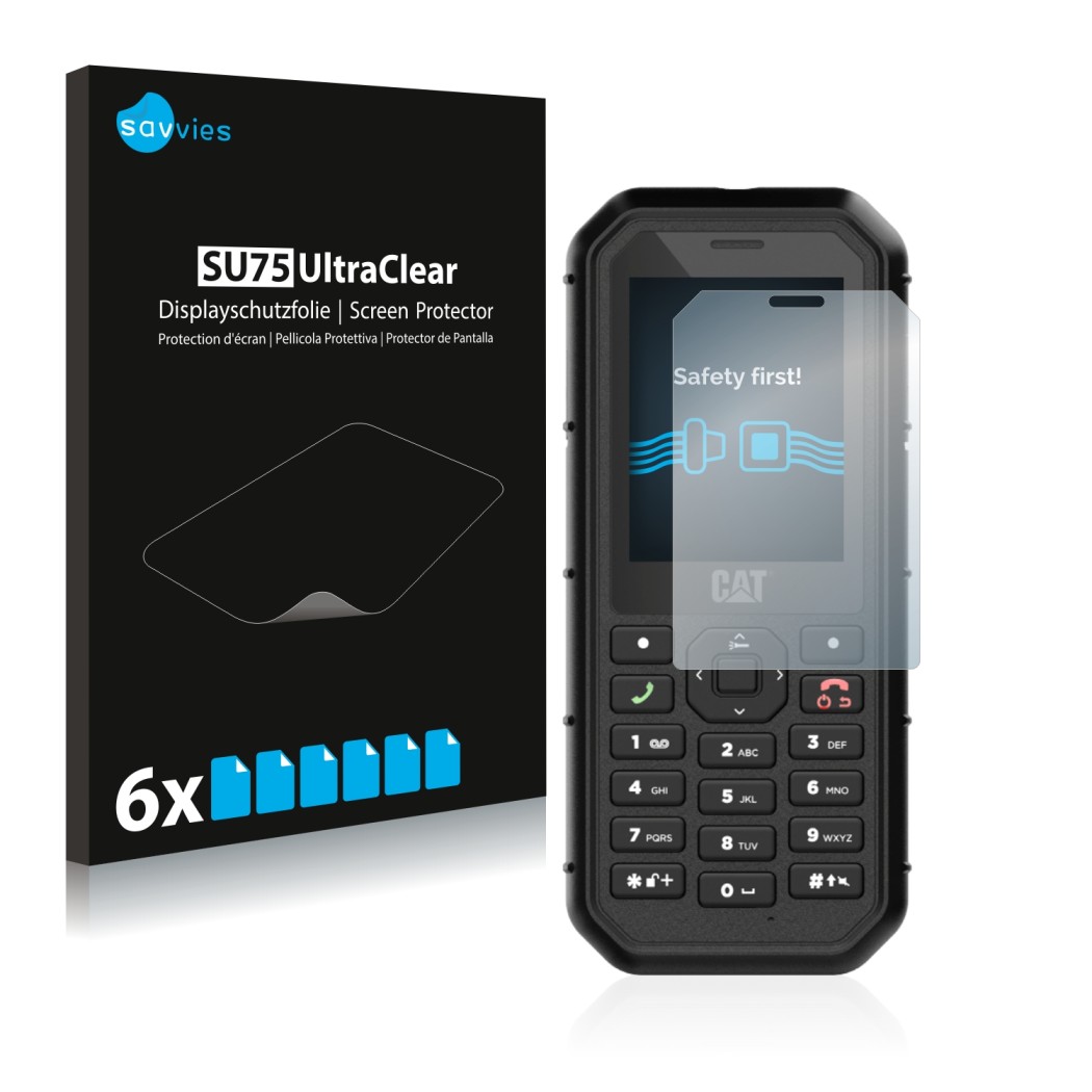 Vorderseite einer Produktverpackung mit dem Markenlogo Savvies. Daneben ist das Gerät Caterpillar Cat B26 mit dem zugehörigen 