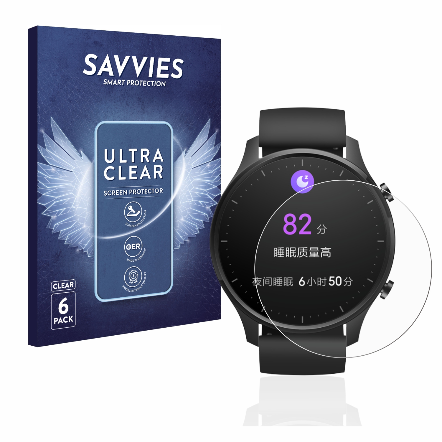 6x Savvies SU75 Screen Protector for Xiaomi Mi Watch Revolve