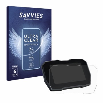Front side of a product packaging with the brand logo Savvies. Next to it is the device Ducati Streetfighter V4 2020 Speedomet
