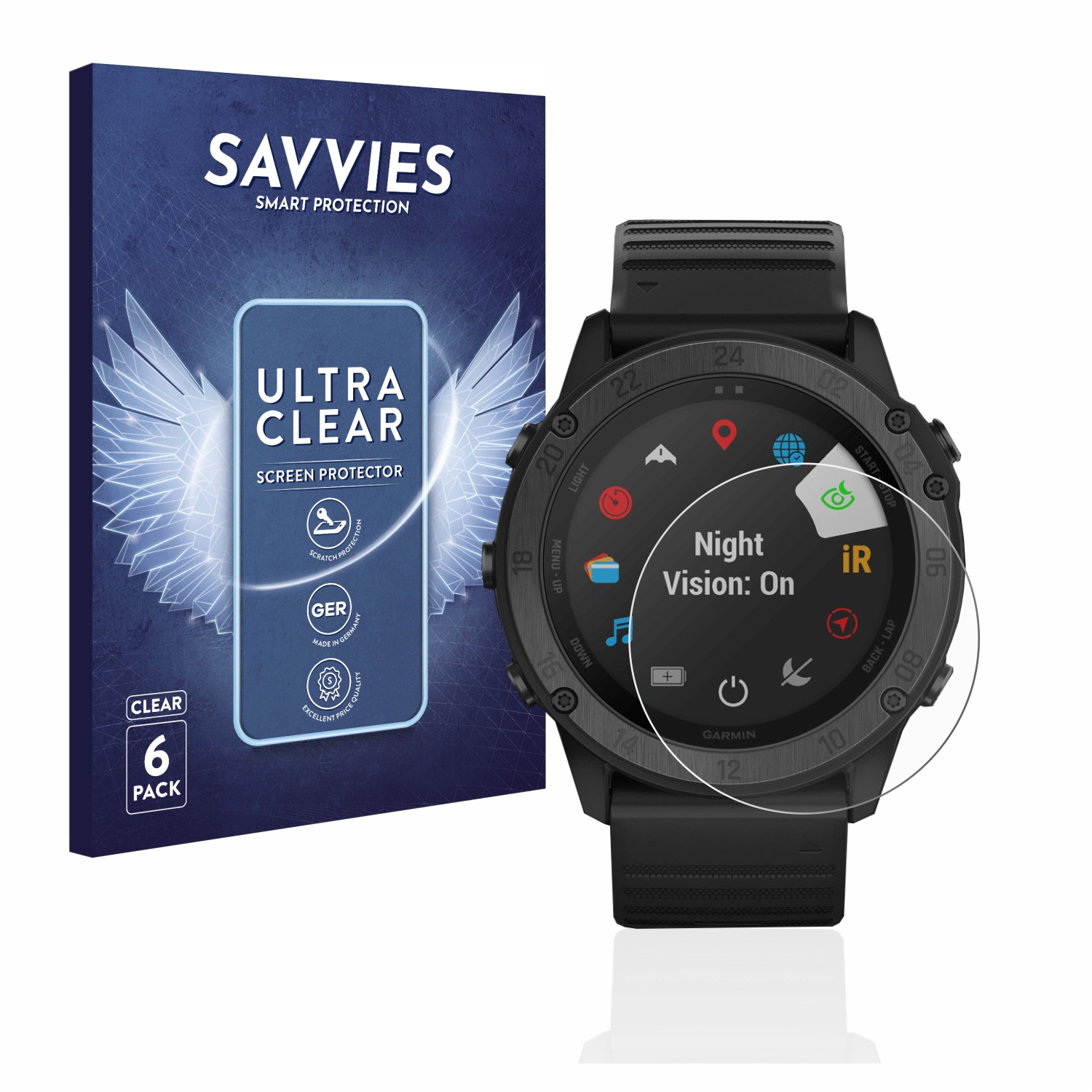 6x Savvies SU75 Screen Protector for Garmin Tactix Delta Solar