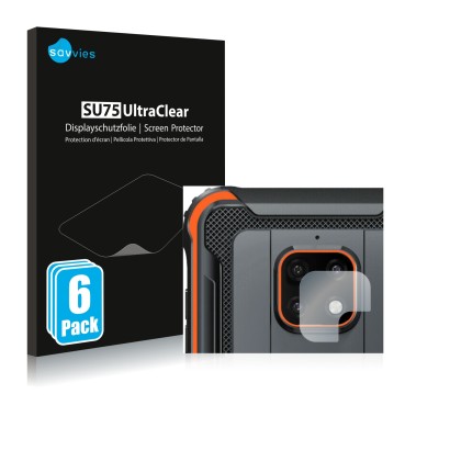 Vorderseite einer Produktverpackung mit dem Markenlogo Savvies. Daneben ist das Gerät Blackview BV4900 Pro (NUR Kameraschutz) 