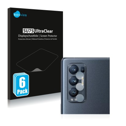 Vorderseite einer Produktverpackung mit dem Markenlogo Savvies. Daneben ist das Gerät Oppo Find X3 Neo (NUR Kameraschutz) mit 