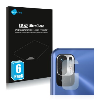 Face avant d’un emballage produit avec le logo de la marque Savvies. À côté, l’appareil Xiaomi Redmi Note 10 5G (Caméra UNIQUE