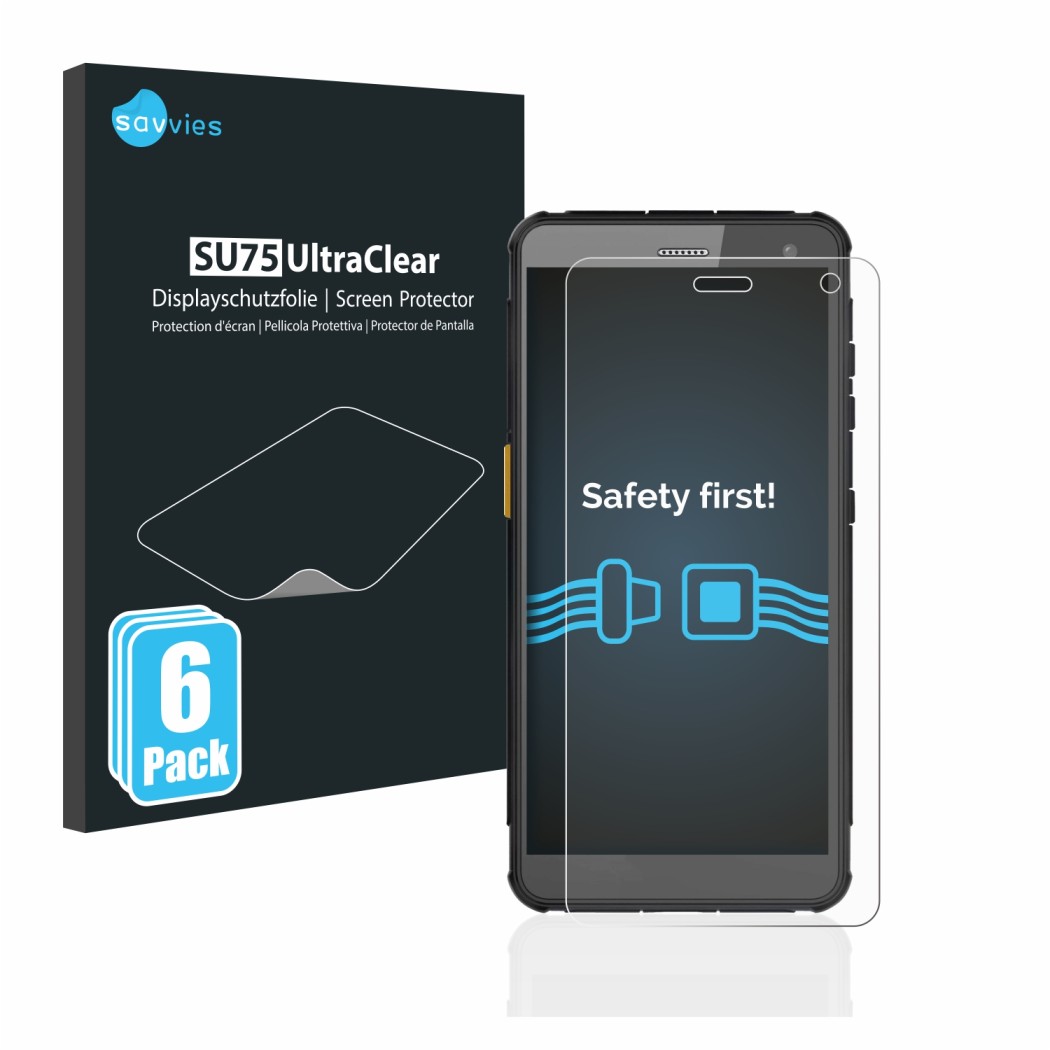 Parte frontal de un envase de producto con el logotipo de la marca Savvies. Al lado se muestra el dispositivo i.safe MOBILE IS