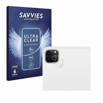 Parte frontal de un envase de producto con el logotipo de la marca Savvies. Al lado se muestra el dispositivo Apple iPad Pro 1