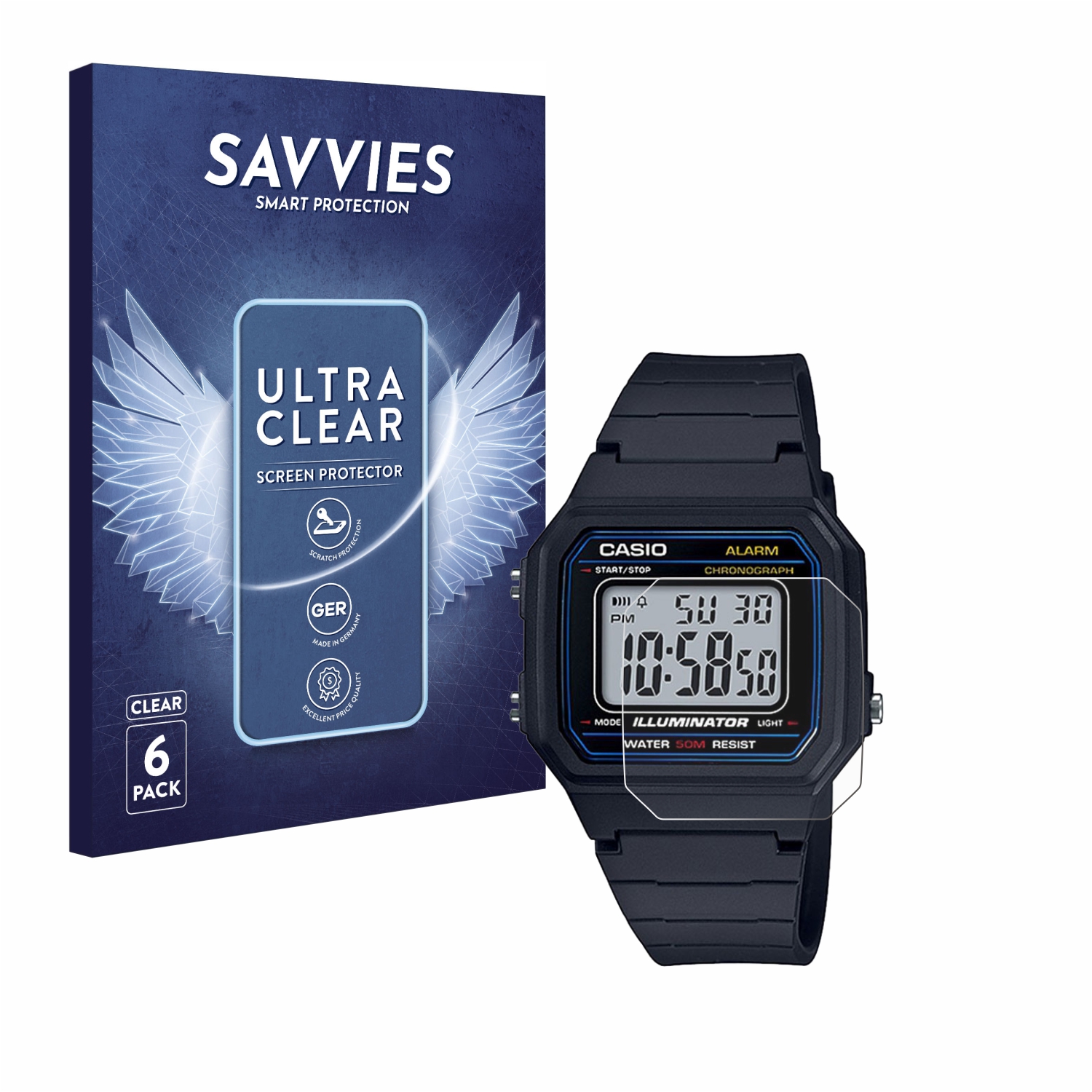 Pellicola Universale Ritagliabile Protection Écran Savvies Pour Casio W-800H-1BVES - 6 Films
