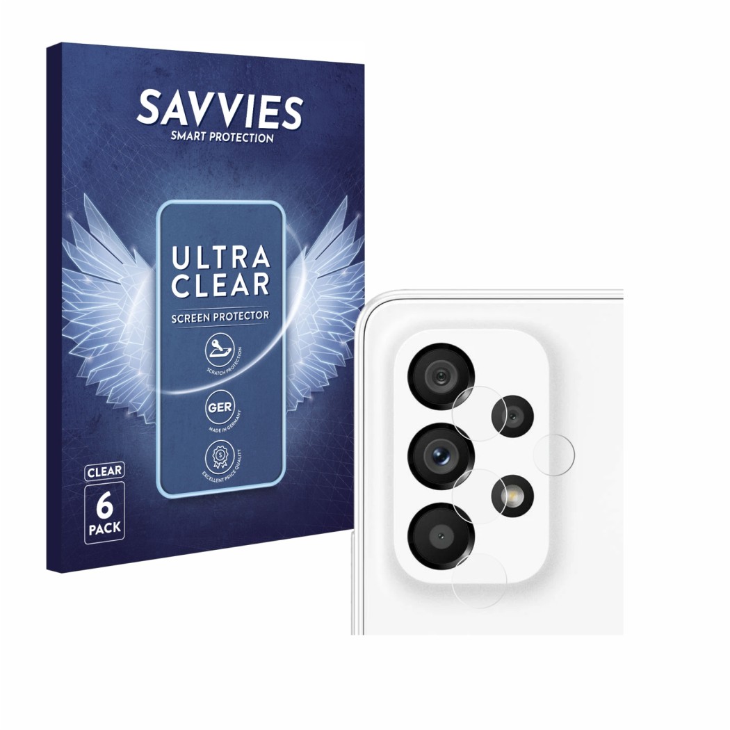 6x Savvies SU75 Film de protection d'écran pour Samsung Galaxy A53 5G  (Caméra UNIQUEMENT)