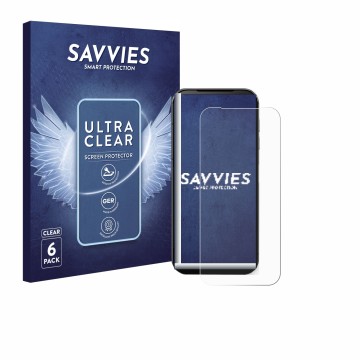 Parte frontal de un envase de producto con el logotipo de la marca Savvies. Al lado se muestra el dispositivo Fairphone 5 con 