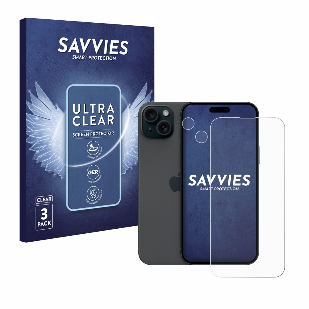 6x Savvies SU75 Film de protection d'écran pour Apple iPhone 15