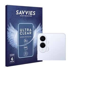 Parte frontal de un envase de producto con el logotipo de la marca Savvies. Al lado se muestra el dispositivo Samsung Galaxy S