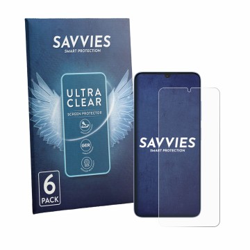 Parte frontal de un envase de producto con el logotipo de la marca Savvies. Al lado se muestra el dispositivo Itel Zeno 20 Max