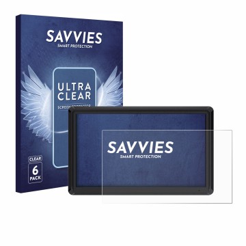 Face avant d’un emballage produit avec le logo de la marque Savvies. À côté, l’appareil Feelworld FW568 V3 6