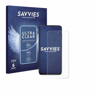 Parte frontal de un envase de producto con el logotipo de la marca Savvies. Al lado se muestra el dispositivo Oukitel C68 Plus