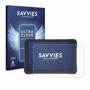 Front side of a product packaging with the brand logo Savvies. Next to it is the device DMD T880X 8