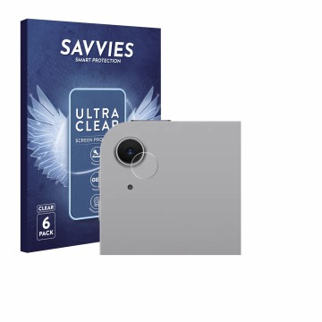 Front side of a product packaging with the brand logo Savvies. Next to it is the device Apple iPad Air 13