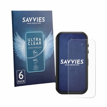 Parte frontale di una confezione del prodotto con il logo del marchio Savvies. Accanto è raffigurato il dispositivo Fossibot F