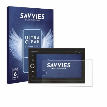 Parte frontal de un envase de producto con el logotipo de la marca Savvies. Al lado se muestra el dispositivo Blaupunkt Vienna