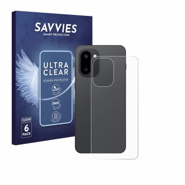 Front side of a product packaging with the brand logo Savvies. Next to it is the device OnePlus 15R (Back) shown with the corr