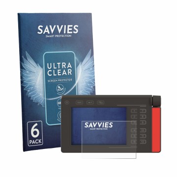 Parte frontal de un envase de producto con el logotipo de la marca Savvies. Al lado se muestra el dispositivo Müller Elektroni