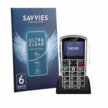 Vorderseite einer Produktverpackung mit dem Markenlogo Savvies. Daneben ist das Gerät Artfone A400 Pro 4G mit dem zugehörigen 